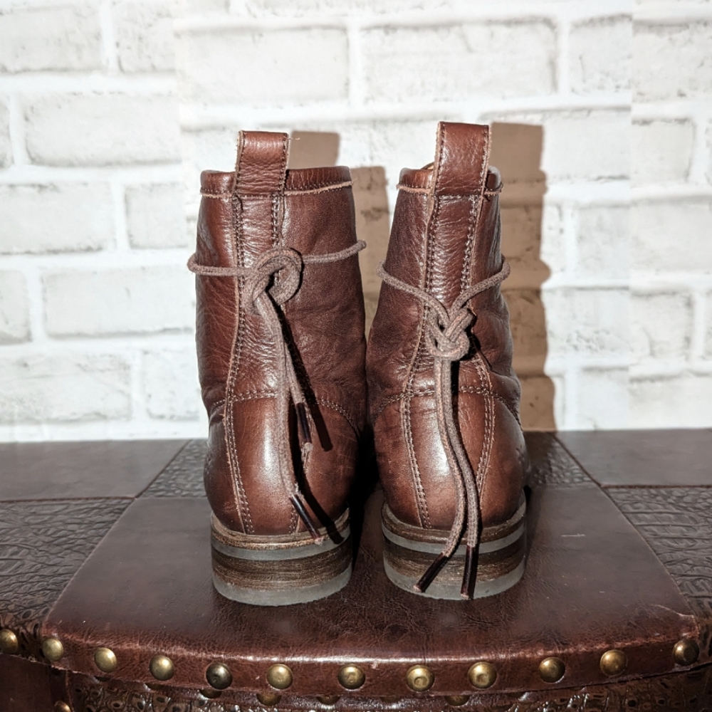 Frye Veronica Combat Dark Brown Leather Lace Up Boots size 6 - Picture 10 of 16